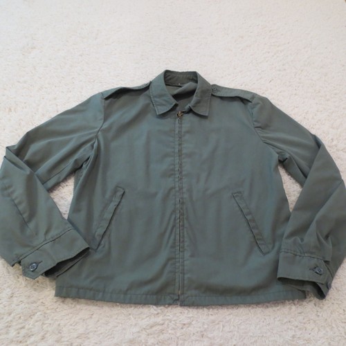 VINTAGE Military Jacket 40 Long 40L Green Water Repellent Deck Coat 60s 70s - Picture 2 of 7