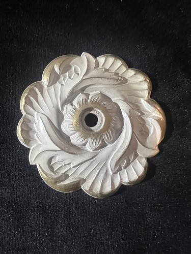 Vintage French Provincial Backplate Drawer Pull White Gold Floral Allison Japan - Picture 4 of 4