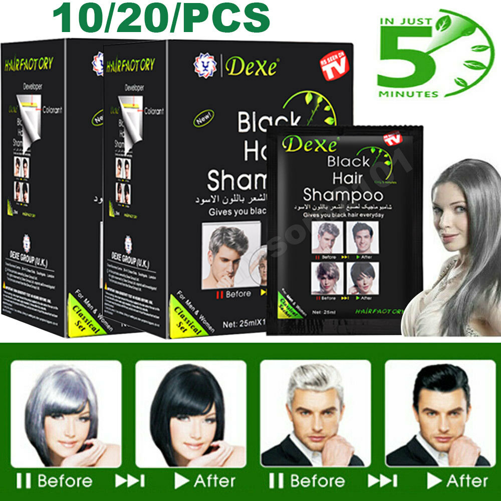 10/20Pcs Dexe Instant 5-Min Black Hair Shampoo White Become Black Hair Color US | eBay 10/20Pcs Dexe Instant 5-Min Black Hair Shampoo White Become Black Hair Color US | eBay