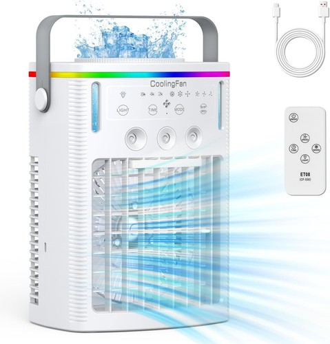 Tragbare Klimaanlagen, 4-in-1 Persönlicher Mini Luftkühler Ventilator mit 1000 ml Wasser - Bild 7 von 11