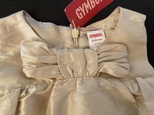 NWOT Girls 6-12 Gymboree “CITY SPARKLE” Gold Metallic Bubble BOW DRESS . RARE - Picture 2 of 5