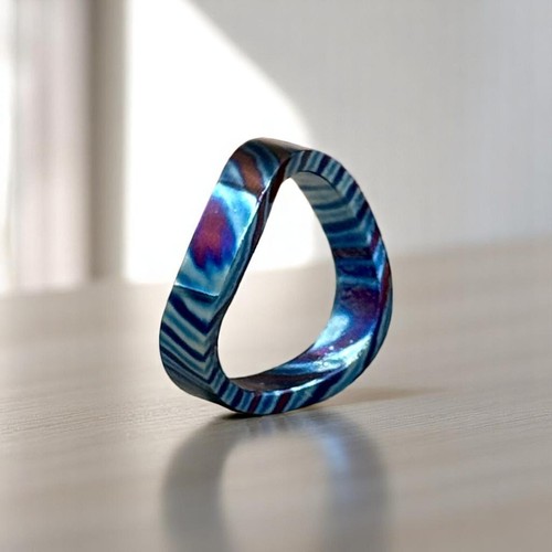 Timascus Curve Ring Titanium 3 Alloy Wedding band Mens wedding Band - Picture 3 of 7