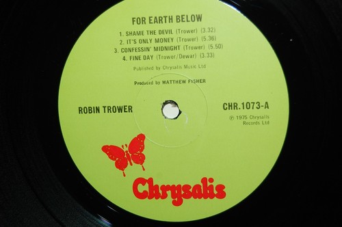 ROBIN TROWER. " FOR EARTH BELOW " LP UK 1975. CHRYSALIS LABEL. ORIG. - Picture 4 of 4