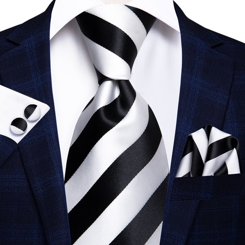 Silk Mens Tie Set Necktie Pocket Square Cufflinks Optional Wedding Party Office - Picture 120 of 293
