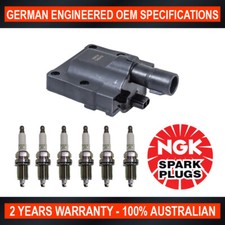 SWAN Ignition Coil & 6x NGK Spark Plugs Set for Toyota 4 Runner VZN130 1990-1991