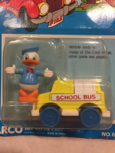 Disney Collectible Die Cast School Bus with Donald Duck Toy Arco Mattel - Picture 4 of 6