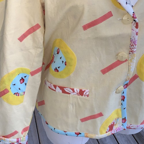 NUEVO Blazer Koos of Course Mezcla de Lino 1X Chaqueta Usable Arte Amarillo Mantequilla Nuevo con Etiquetas - Imagen 5 de 7