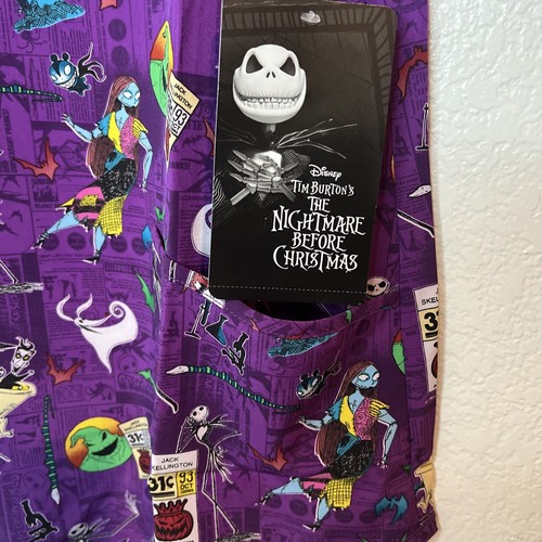 Nwt Disney Tim Burton’s The Nightmare Before Christmas Scrub Top Size 2XL Purple - Picture 4 of 12