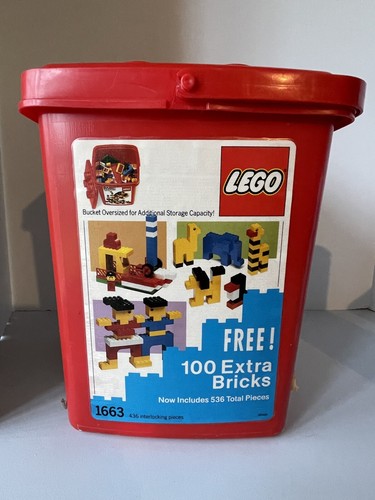 Vintage LEGO 1663 Basic Building Set In Bucket (1989) Missing Some Pieces - Picture 4 of 9