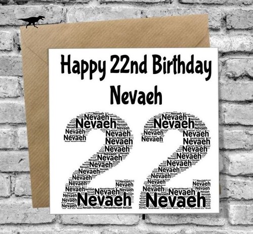 PERSONALISIERTE KARTE 22. GEBURTSTAG TOCHTER SOHN NICHTE NEFFE ENKEL ENKELIN - Bild 3 von 3