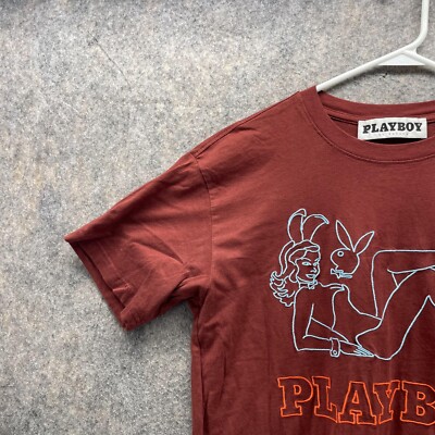 Playboy Shirt Men Small Adult Red Casual Tee Outdoors Cotton