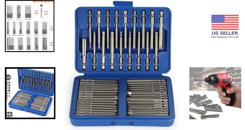 Magnetic 50-Piece Screwdriver Bit Kit with Secure Case - Extra Long Design - Picture 2 of 9