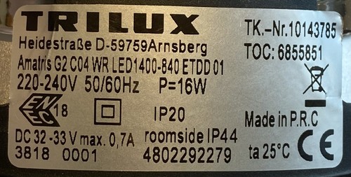 Trilux LED Deckenleuchte Amatris G2 LED 16W 10147675 weiss mit Travo OVP - Bild 9 von 11