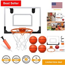 Mini Basketball Hoop Set - Larger 9 inch Dunk Rim - Wall Mount - 4 Rubber Balls