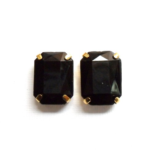 Clip on or Stud Acrylic Rhinestone Earrings, Statement Gem Estate Claw Setting - Picture 70 of 71