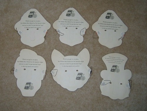 Pinocchio/Gillette Blue Blade Paper Masks (6) + 3 Envelopes - Picture 3 of 5
