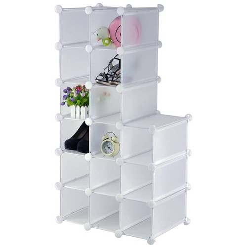AMOS Interlocking 16 Pair Cube Shoe Storage Rack Compartment Shelf Organiser Box - Picture 15 of 18