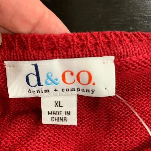 Denim & Co Damen Henley Pullover Rot Langarm Rundhals Rüschen XL Neu - Bild 7 von 8