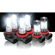 Combo 9005+H11+H11 LED Headlight Kit Fog lights Bulbs High Low Beam 12000K White