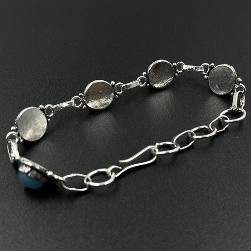 Pulsera de cadena de joyería de piedras preciosas de calcedonia azul...
