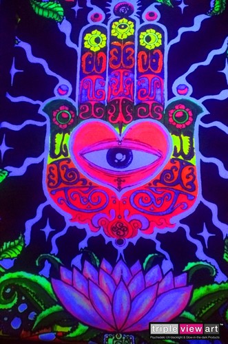 UV BACKDROP Black Light Fluorescent Glow Psychedelic Art Banner Goa Trance Deco - Picture 9 of 9