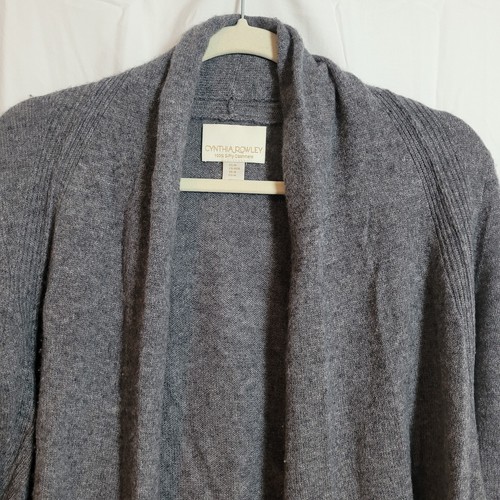 Cynthia Rowley 2 Ply Cashmere Cardigan Sweater Women's Medium M Gray Luxury Soft - Picture 3 of 10