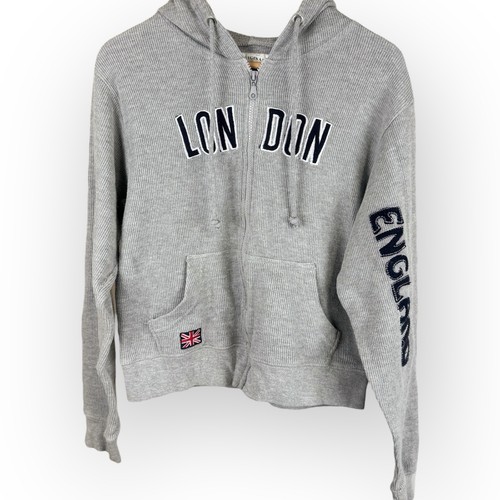 F2 Original London Hoodie Youth XL Gray Zip Up Sweatshirt Ribbed Cotton - Picture 2 of 10