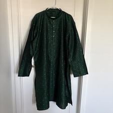 Mens Kurta Pyjama Embroidered Green Size 50