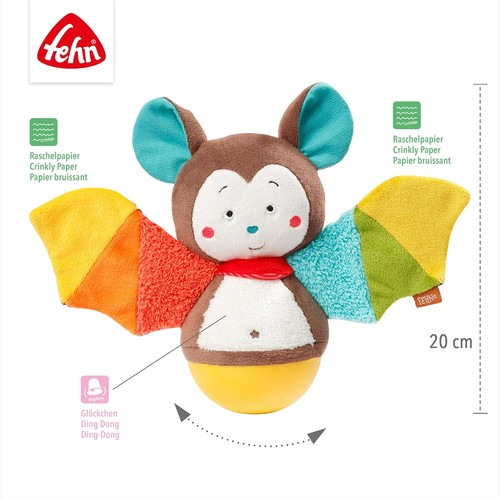 Fehn Stehaufmännchen Fledermaus - Stehauffigur Motorikspielzeug zum Greifen, Füh - Bild 6 von 8