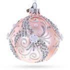Snow Swirls on Metallic Rose Pink Glass Ball Ornament 3.25 Inches