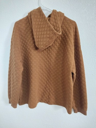 Madewell Womens Size L Quilted Pullover Brown Hoodie Sweatshirt Casual Comfy - Picture 2 of 5