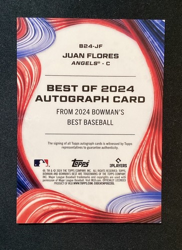 2024 Bowmans Best Juan Flores Orange X-Fractor /25 Auto #B24-JF Angels - Bild 3 von 3