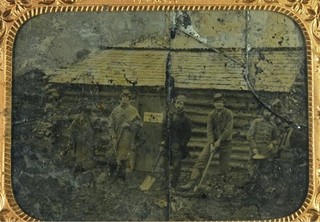 Half Plate Ambrotype of 1st Texas Infantry "Beauregard Mess" at Dumfries VA.