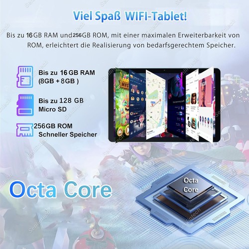 2025 NEU Tablet 12 Zoll 16GB 128GB/256GB Android 15 5G WiFi 6 IPS Kamera GMS - Bild 12 von 24