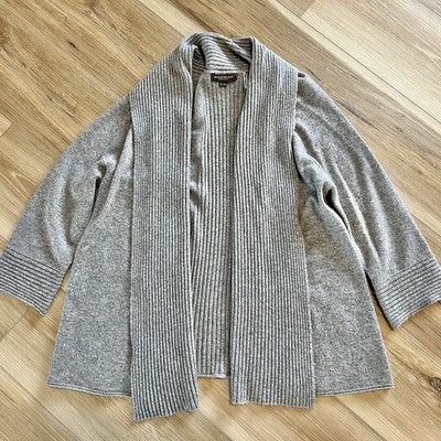 Repeat 100% Cashmere Open Front Cardigan Sweater Oversize XS Gray SOFT COZY