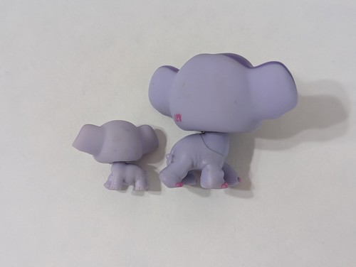 Littlest Pet Shop LPS - Purple #3597 Mommy Baby Elephant Orange Eyes Pink Toes - Picture 4 of 4