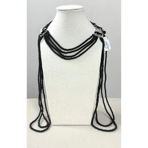 Free People Too Late Shoulder Pearl Necklace NWT Coquette Dainty Black - Picture 5 of 8