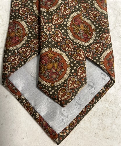 Valentino Krawatte Ascot Krawatte Herbst Ernte Obst Muster Seide Handarbeit Italy RAR! - Bild 13 von 14