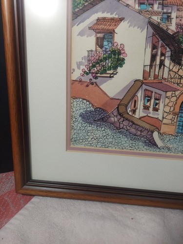 Joel Cabrera Original, signiertes Aquarell, La Plaza, plus extra kostenloser Versand - Bild 5 von 16