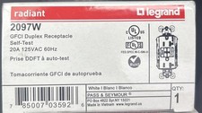 Legrand 2097W 20A Self Test GFCI Receptacle - White