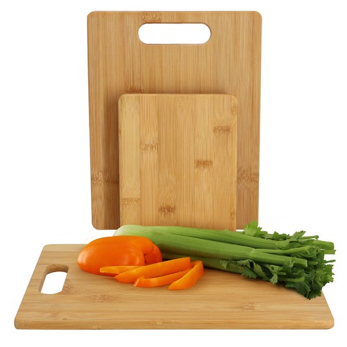 MegaChef 3 Piece 8 Inch, 11 Inch & 13 Inch Bamboo Wood Cutting Board Set - Picture 1 of 6