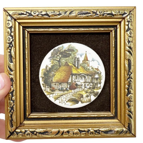 Vintage P.G. Juego de 2 placas Collins pintadas a mano esmaltadas enmarcadas London Country - Imagen 3 de 6