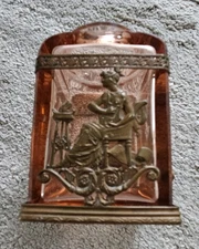 Lalique Baccarat Style Antique Perfume Bottle Pink Bras Overlay Greek Godess...