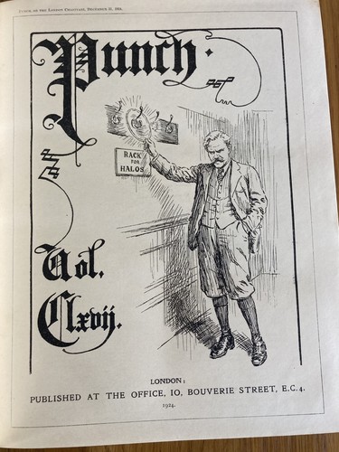 Punch Magazine. Vol CLXVII/167. Jul -Dec 1924. Bound Vol. Humour/Satire/Cartoons - Picture 12 of 24