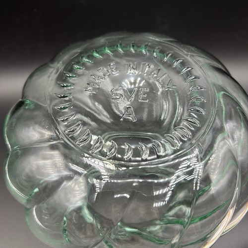 Vintage Light Green Glass Canister Hand Painted Ceramic Lid Made in Italy 7” SVE - Picture 6 of 7