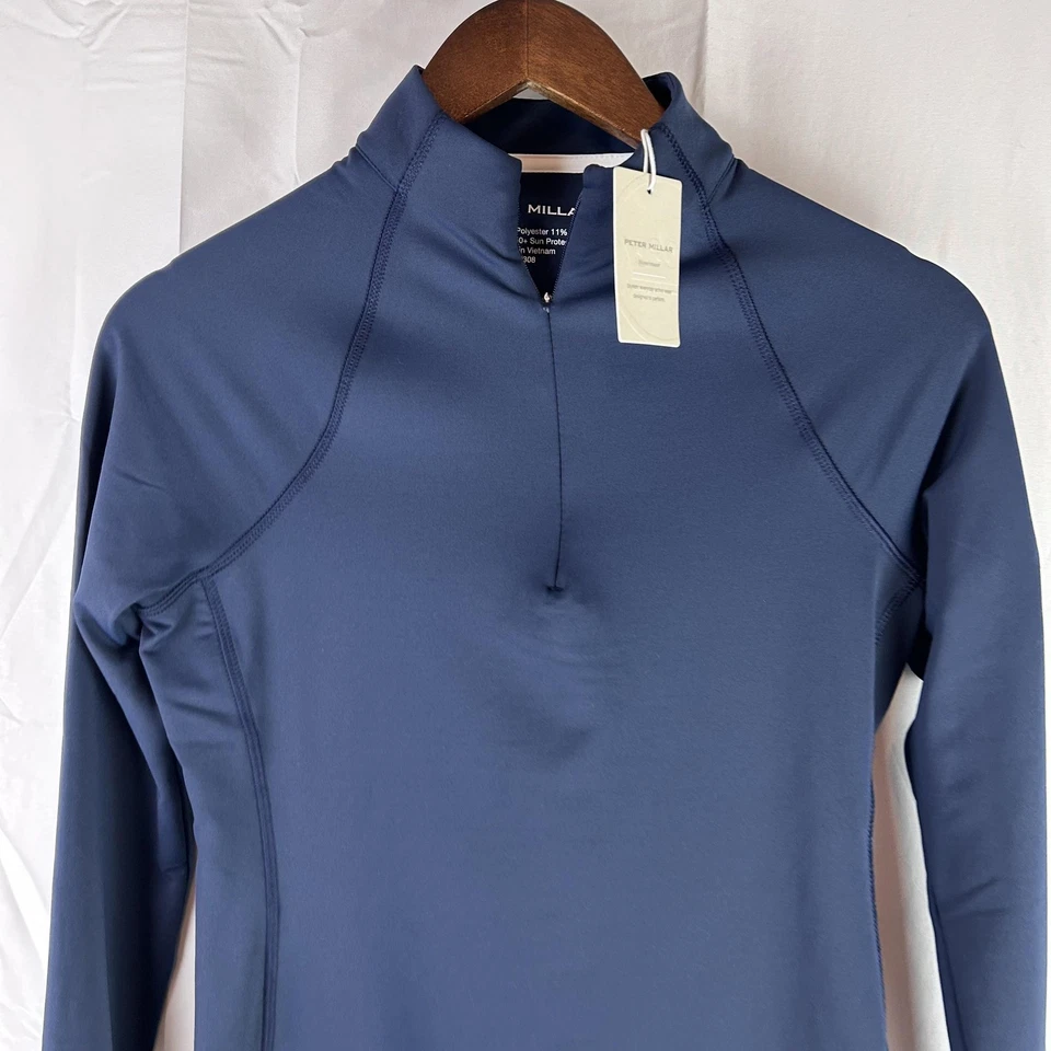 Pullover Peter Millar para mujer XS azul marino media cremallera rendimiento UPF 50+ golf atlético Foto 2 de 4