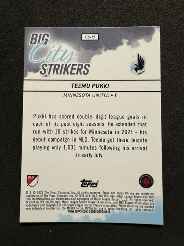 2024 Topps Chrome MLS #CS-17 Teemu Pukki Big City Strikers Refractor - Bild 2 von 2