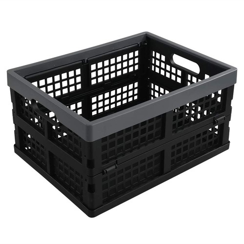 3-Pack 15 L Plastic Collapsible Crate, Folding Storage Baskets, Black - Picture 6 of 9