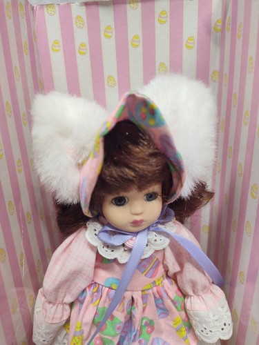 Cottage Treasures Porcelain Doll 8" Fancy Easter Doll Easter Bunny Baby Doll - Picture 4 of 5