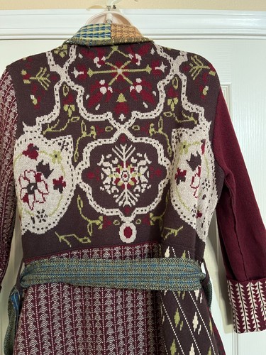 Sparrow Anthropologie Patchwork Cashmere Rabbit Hair Blend Pocket Wrap Sweater M - Picture 9 of 11